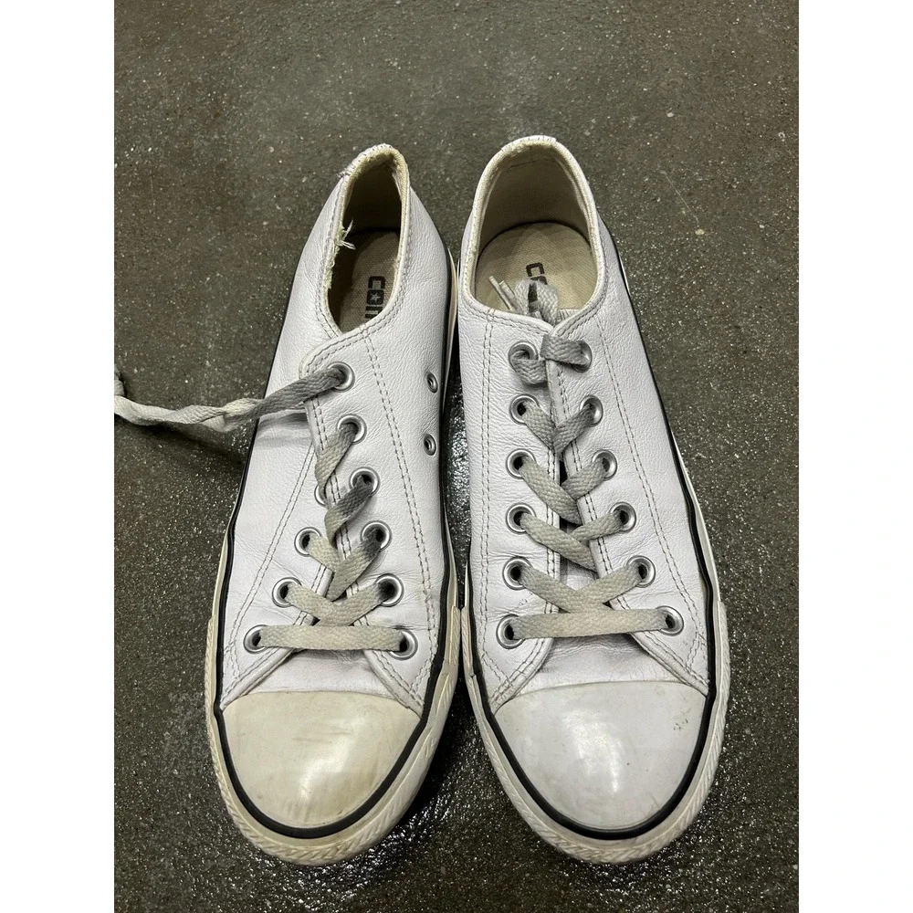 Converse Chuck Taylor All Star Shoes Mens Size 6‎ White Leather Low Top Sneakers